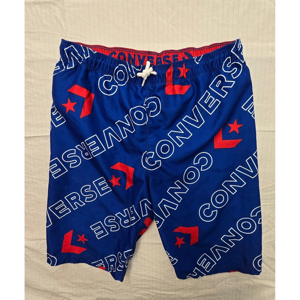 Converse Boys XL Blue Logo Print Swim Trunks Board Shorts 13-15 Yrs